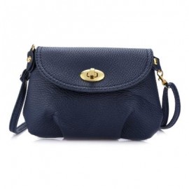image of GUAPABIEN RUFFLE TWIST LOCK DETACHABLE STRAP SHOULDER MESSENGER MINI BAG (DEEP BLUE) HORIZONTAL