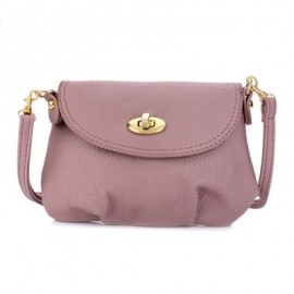 image of GUAPABIEN RUFFLE TWIST LOCK DETACHABLE STRAP SHOULDER MESSENGER MINI BAG (PINK) HORIZONTAL