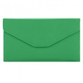 image of GUAPABIEN SOLID COLOR SNAP FASTENER CELL PHONE ENVELOPE CLUTCH WALLET (GRASS GREEN) -