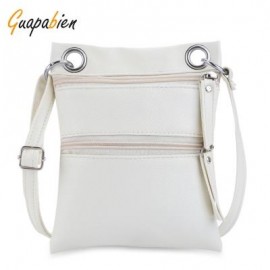 image of GUAPABIEN DOUBLE ZIPPERS SOLID COLOR LADDER LOCK SHOULDER MESSENGER BAG (WHITE) -
