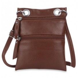 image of GUAPABIEN DOUBLE ZIPPERS SOLID COLOR LADDER LOCK SHOULDER MESSENGER BAG (DEEP BROWN) -