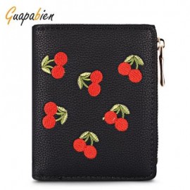 image of GUAPABIEN WOMEN ZIPPER PU LEATHER PURSE WALLET CARD HOLDER (BLACK) -