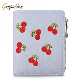 image of GUAPABIEN WOMEN ZIPPER PU LEATHER PURSE WALLET CARD HOLDER (STONE BLUE) -