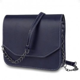 image of GUAPABIEN MAGNET BUTTON CHAIN BELT STRAP SOLID COLOR SHOULDER MESSENGER BAG (BLUE) HORIZONTAL