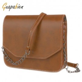 image of GUAPABIEN MAGNET BUTTON CHAIN BELT STRAP SOLID COLOR SHOULDER MESSENGER BAG (LIGHT BROWN) HORIZONTAL