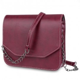 image of GUAPABIEN MAGNET BUTTON CHAIN BELT STRAP SOLID COLOR SHOULDER MESSENGER BAG (RED) HORIZONTAL