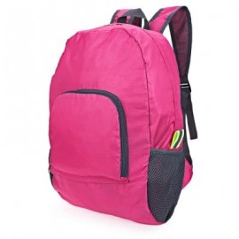 image of GUAPABIEN UNISEX FOLDABLE LIGHT PLAID PATTERN PORTABLE BAG BACKPACK (ROSE MADDER) VERTICAL