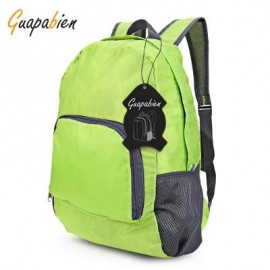 image of GUAPABIEN UNISEX FOLDABLE LIGHT PLAID PATTERN PORTABLE BAG BACKPACK (GREEN) VERTICAL