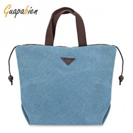 image of GUAPABIEN STYLISH DRAWSTRING DESIGN SUCTION BUTTON TYPE CROSSBODY LUNCH BAG FOR LADIES (BLUE) -