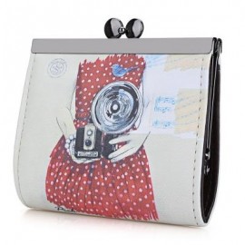image of PANDA GRAFFITI OIL PAINTING METAL FRAME PURSE COIN CASE FOR LADY (RED) -