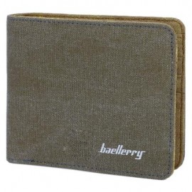 image of GUAPABIEN LETTER EMBELLISHMENT SOLID COLOR HORIZONTAL CANVAS WALLET FOR MEN WOMEN (ARMY GREEN) -
