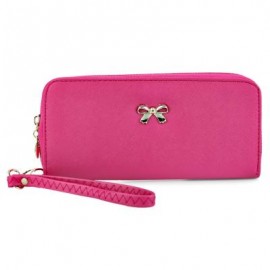 image of BOWKNOT RIVET DETACHABLE STRAP WRIST CLUTCH WALLET (ROSE MADDER) 20.20 x 2.90 x 9.80 cm