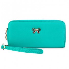 image of BOWKNOT RIVET DETACHABLE STRAP WRIST CLUTCH WALLET (LIGHT BLUE) 20.20 x 2.90 x 9.80 cm