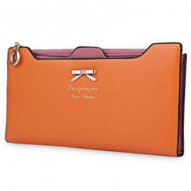 image of GUAPABIEN BOWKNOT LETTER SOLID COLOR HASP ZIPPER HORIZONTAL LONG WALLET FOR LADY (ORANGE RED) ??