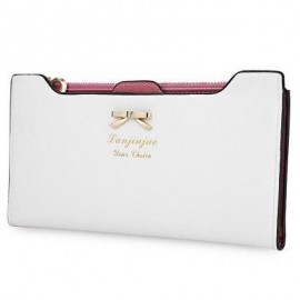 image of GUAPABIEN BOWKNOT LETTER SOLID COLOR HASP ZIPPER HORIZONTAL LONG WALLET FOR LADY (WHITE) ??
