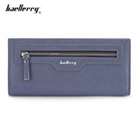 image of BAELLERRY THIN SOFT CLUTCH BAG LONG CARD HOLDER COIN PURSE MEN (CERULEAN) -