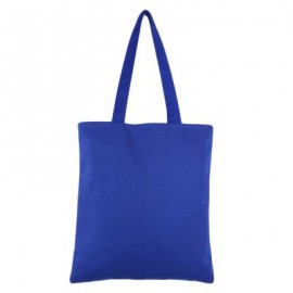image of SOLID COLOR OPEN CANVAS COTTON HANDCRAFT THICK PORTABLE SHOULDER BAG FOR WOMEN (BLUE) 32.50 x 0.50 x 35.50 cm