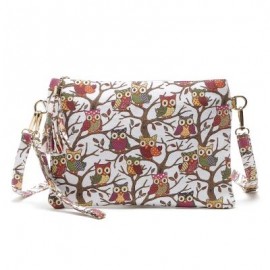 image of OWL BAG WOMEN CANVAS TASSEL BAG CARTOON PRINTED LADY CROSSBODY SHOULDER BAGS SMALL CUTE CLUTCHES HANDBAG BOLSAS FEMININA (WHITE) 1PC