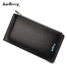 image of BAELLERRY UNISEX DOUBLE ZIPPER HORIZONTAL THIN WALLET (BLACK) -