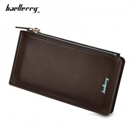 image of BAELLERRY UNISEX DOUBLE ZIPPER HORIZONTAL THIN WALLET (COFFEE) -