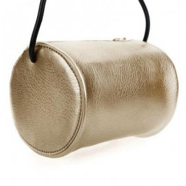image of GUAPABIEN CYLINDER PATTERN SOLID COLOR DUAL PURPOES SHOULDER MESSENGER MINI BAG FOR WOMEN (GOLDEN) HORIZONTAL