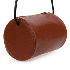image of GUAPABIEN CYLINDER PATTERN SOLID COLOR DUAL PURPOES SHOULDER MESSENGER MINI BAG FOR WOMEN (LIGHT BROWN) HORIZONTAL