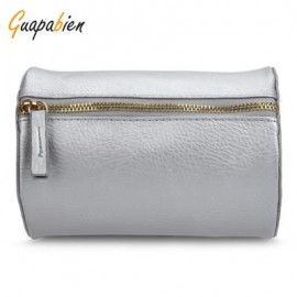 image of GUAPABIEN CYLINDER PATTERN SOLID COLOR DUAL PURPOES SHOULDER MESSENGER MINI BAG FOR WOMEN (SILVER) HORIZONTAL