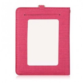 image of DETACHABLE NECK STRAP PU LEATHER MAGNET CARD HOLDER UNISEX LIGHT WALLET (ROSE RED) -