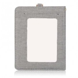 image of DETACHABLE NECK STRAP PU LEATHER MAGNET CARD HOLDER UNISEX LIGHT WALLET (LIGHT GRAY) -