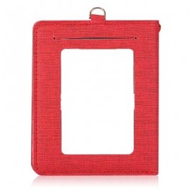 image of DETACHABLE NECK STRAP PU LEATHER MAGNET CARD HOLDER UNISEX LIGHT WALLET (RED) -