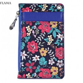 image of FLAMA TRENDY FLOWER PRINT PUBLIC TRANSPORT CARD CERTIFICATE BAG (PURPLE) 12.50 x 1.50 x 7.70 cm