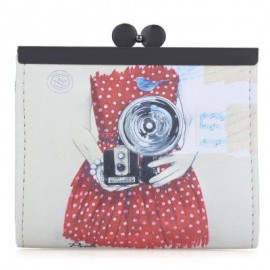 image of VINTAGE PANDA GRAFFITI OIL PAINTING METAL FRAME PURSE COIN CASE FOR LADY (RED) 10.90 x 2.80 x 9.50 cm