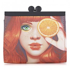 image of VINTAGE PANDA GRAFFITI OIL PAINTING METAL FRAME PURSE COIN CASE FOR LADY (ORANGE) 10.90 x 2.80 x 9.50 cm