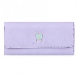 image of RABBIT EAR PATTERN SUCTION BUTTON DESIGN MULTICARD BIT WRIST CLUTCH CARD HOLDER WALLET (PURPLE) 1.00 x 1.00 x 1.00 cm
