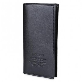 image of MEN VERTICAL LONG WALLET SOFT LICHEE PATTERN (BLACK) 9.80 x 2.10 x 19.40 cm