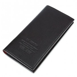 image of MEN VERTICAL LONG WALLET SOFT LICHEE PATTERN (COFFEE) 9.80 x 2.10 x 19.40 cm