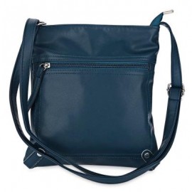 image of GUAPABIEN PU LEATHER SOLID COLOR RECTANGLE LIGHT WEIGHT SHOULDER BAG (BLUE) -