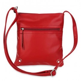 image of GUAPABIEN PU LEATHER SOLID COLOR RECTANGLE LIGHT WEIGHT SHOULDER BAG (RED) -