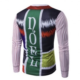 image of CREW NECK 3D CHRISTMAS BOW TIE COSTUME FAUX TWINSET PRINT T-SHIRT (COLORMIX) XL