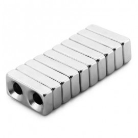 image of 10PCS 20 X 10 X 5MM N38 STRONG NDFEB SQUARE MAGNET WITH COUNTERSUNK SCREW HOLE BIRTHDAY DIY INTELLIGENT GIFT (SILVER) -