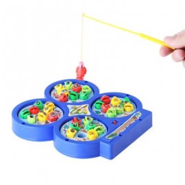image of KIDS COLORFUL PLASTIC ELECTRONIC FISHING MUSICAL ROTATING TOY WITH 32 FISH 4 RODS PARENT-CHILD FUNNY GAME (COLORMIX) One Size