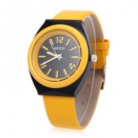 image of KEZZI K681 CHILDREN QUARTZ WATCH WATER RESISTANCE LEATHER BAND WRISTWATCH (YELLOW) 0