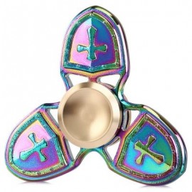 image of THREE-LEAF RAINBOW ZINC ALLOY FIDGET SPINNER WITH CROSS STRESS RELIEF PRODUCT RELAXATION GIFT FOR ANXIETY (COLORMIX) -