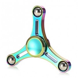 image of STEEL BALL TRIPLE RAINBOW FIDGET SPINNER ZINC ALLOY STRESS RELIEVER TOY (COLORFUL) -