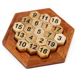 image of HEXAGON PUZZLE NUMBER THEME EDUCATIONAL WOODEN INTERLOCK TOY (MULTI) -