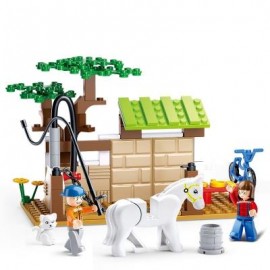 image of SLUBAN BUILDING BLOCKS EDUCATIONAL KIDS TOY HORSE CARE STATION OF TOWN 110PCS (MIXCOLOR) 0
