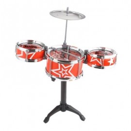 image of JAZZ ROCK DRUMS SET KIDS TOY MUSICAL INSTRUMENT CHRISTMAS BIRTHDAY PRESENT (RED) -