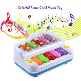 image of MULTI-FUNCTION COLORFUL PIANO CHILD MUSIC INTELLIGENT INSTRUMENT GIFT TOY (WHITE) -
