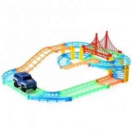 image of CHILDREN DIY MULTI-TRACK RAIL CAR RACING TRACK BUILDING BLOCKS EDUCATIONAL TOY (COLORFUL) -