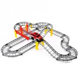 image of CHILDREN DIY MULTI-TRACK RAIL CAR RACING TRACK BUILDING BLOCKS EDUCATIONAL TOY (SILVER) -